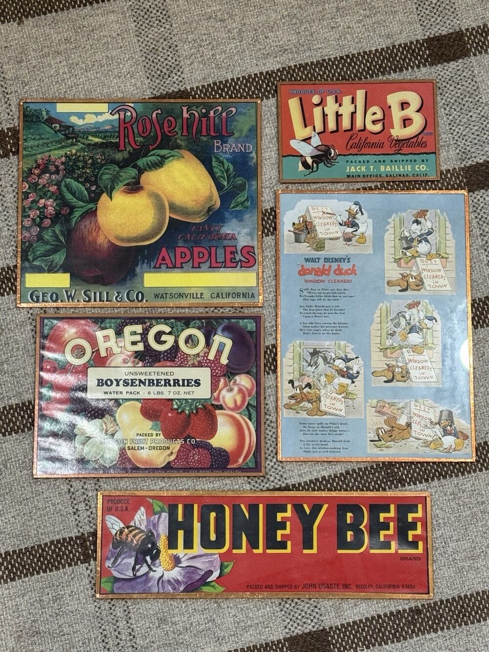 Vintage 1900-1960’s Fruit Produce Box Label Disney Advertisement Framed